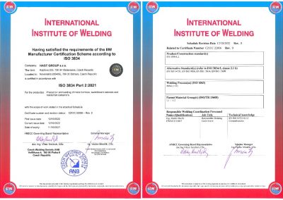 EN ISO 3834 welding certifination from Internation institut